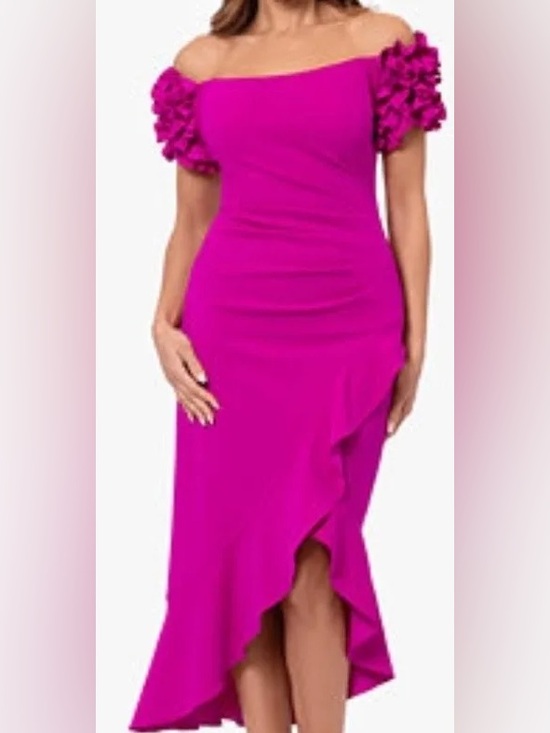 Xscape Dresses & Skirts - NWT Xscape Pink Ruffled Midi Dress 22W
